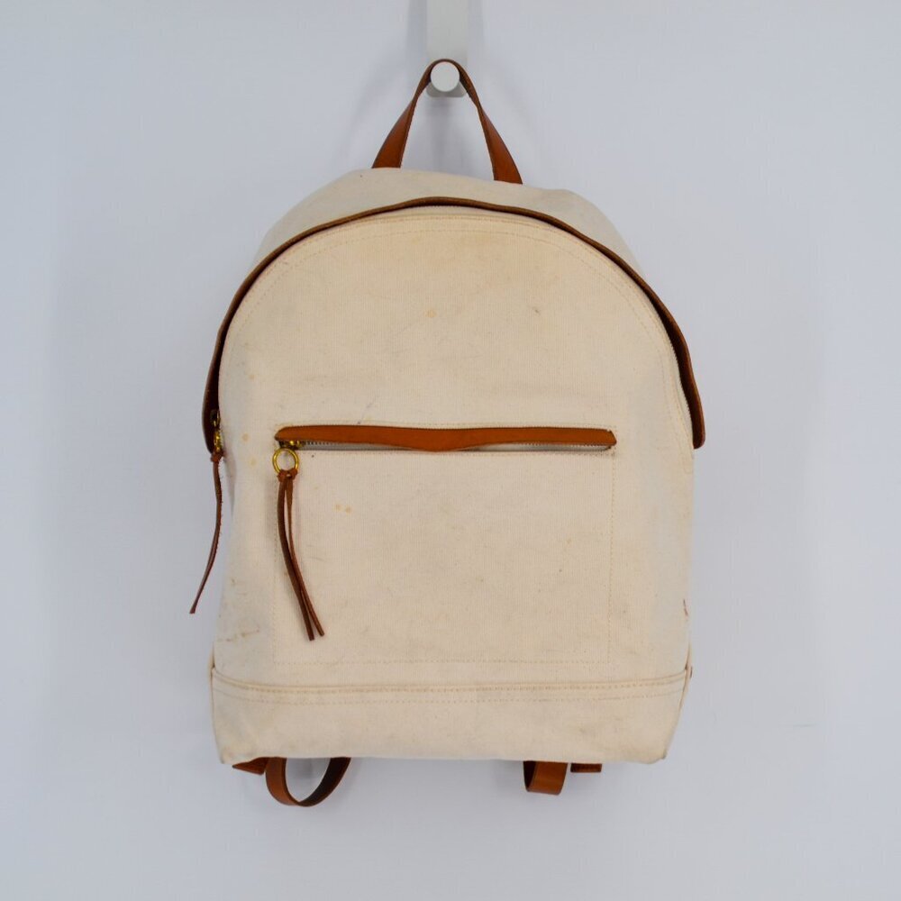 Madewell The Charleston Backpack in Beige Vintage Canvas Italian Leather Trim
